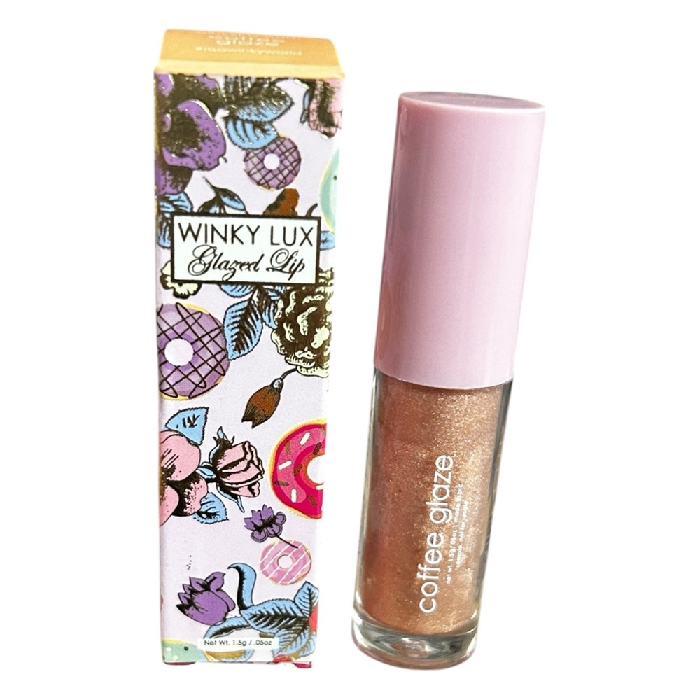 NWT Winky Lux Glazed Lip Gloss Coffee Glaze Shimmer Hydrating Coconut Jojoba Min